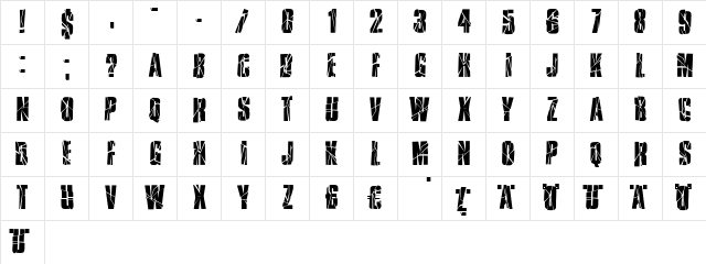 RupturedSans Regular  glyph index