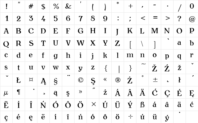AntykwaTorunska Regular  glyph index