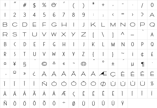 CassandraEF Light  glyph index