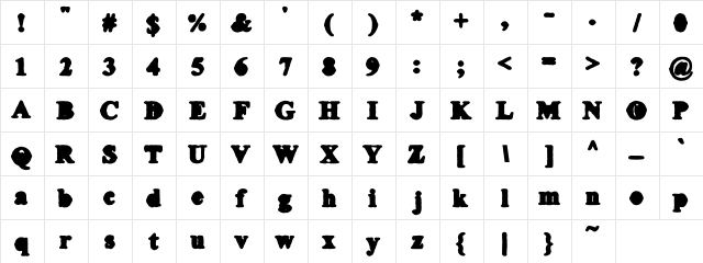 Secret Files Regular  glyph index