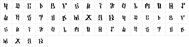 KINGTAG Regular  glyph index