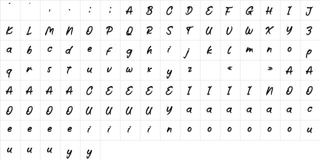 Reborn Personal Use  glyph index