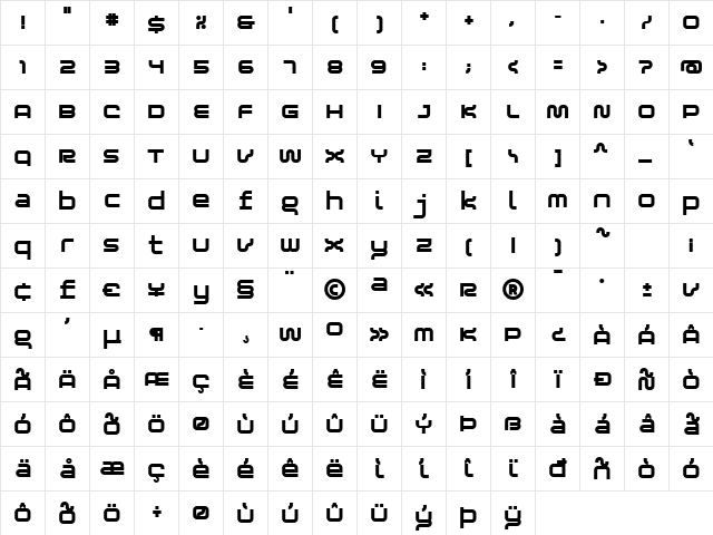 Blessed ExtraBold  glyph index