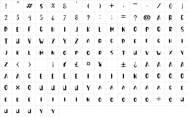 Battle War Regular  glyph index