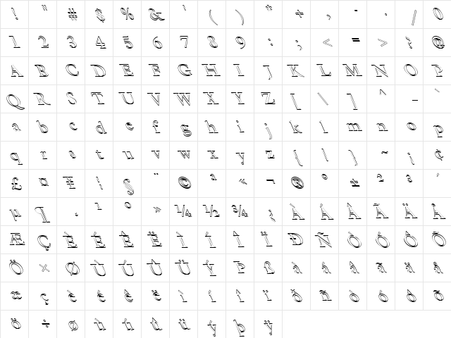 FZ ROMAN 25 HOLLOW LEFTY Normal  glyph index