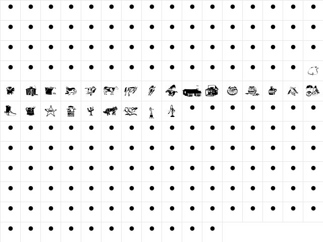 Frontier MT Regular  glyph index