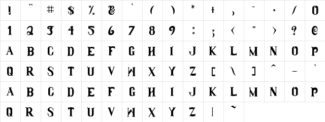 Clam Dip Regular  glyph index