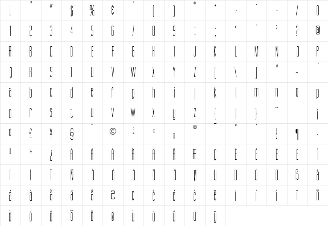Suva SSi Regular  glyph index