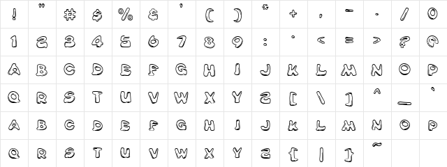 PC Balloons Regular  glyph index