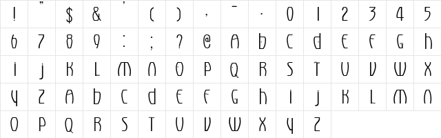 Eldora Regular  glyph index