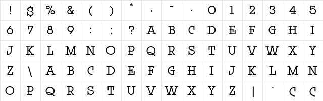 Rock Titling Regular Trial  glyph index