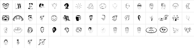 Faces2Faces Regular  glyph index