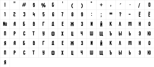 Final Regular  glyph index