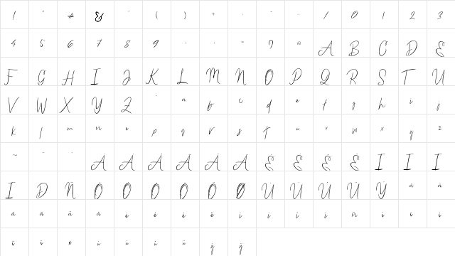 Bammantoe Regular  glyph index