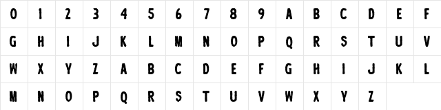 Postal Bold  glyph index