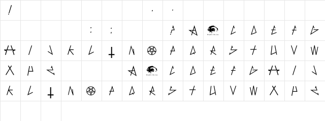 AntiChrist SuperstarSW Regular  glyph index