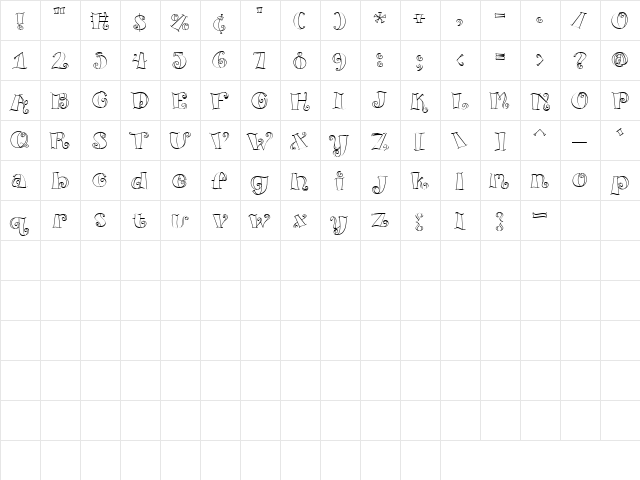 CK Voluptuous Regular  glyph index