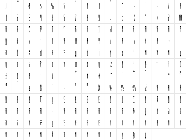 Phantacon Chrome Regular  glyph index