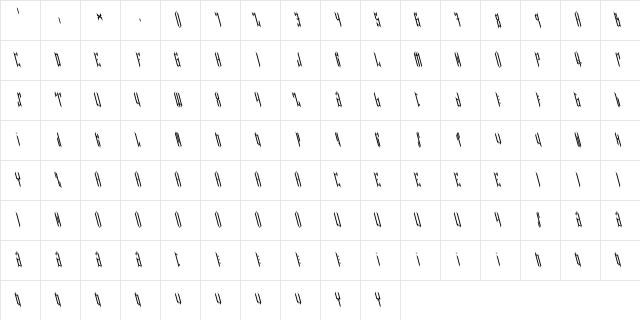 NETHER TYPE BETA 002 Reverse Regular  glyph index