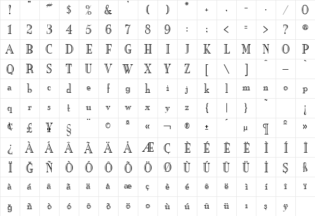 TR MonaLisa Recut ITCNormal  glyph index