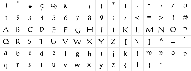 Alex-Antiqua-Bo Regular  glyph index