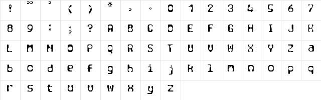 HOLLOW MAN Regular  glyph index