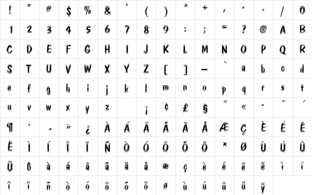 DomCasualDRegIn1 Regular  glyph index