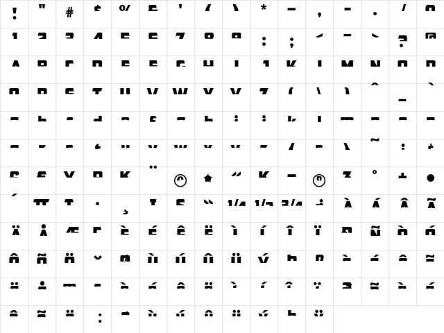 CFB1 American Patriot SPANGLE 2 Italic  glyph index