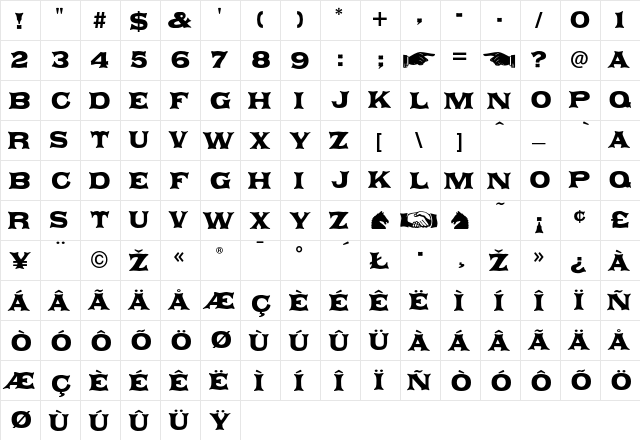 Daisy Regular  glyph index