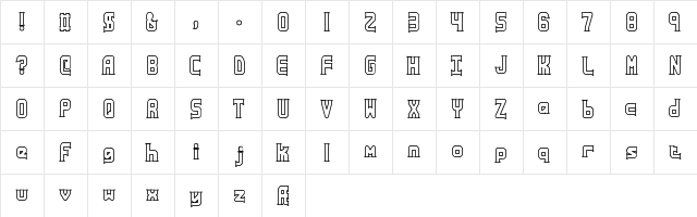 Ataxia Outline BRK Regular  glyph index