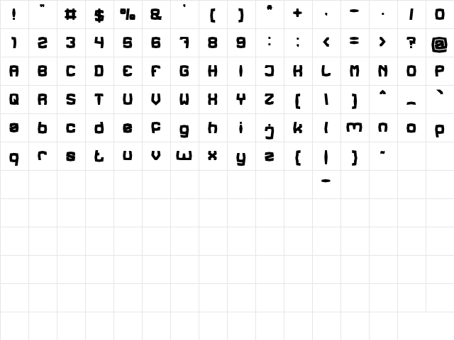 REGGAE BASS   glyph index