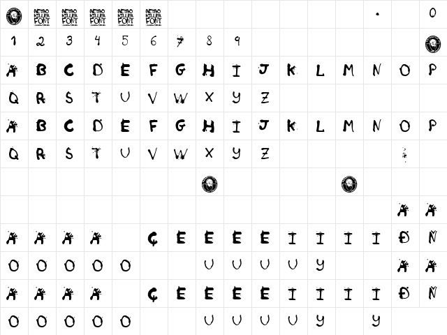 Retro Killer Regular  glyph index