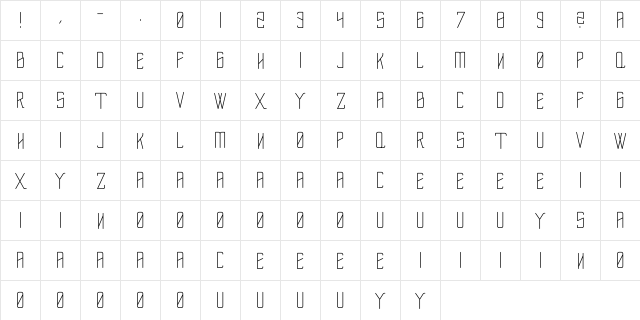 Flexus Light Regular  glyph index