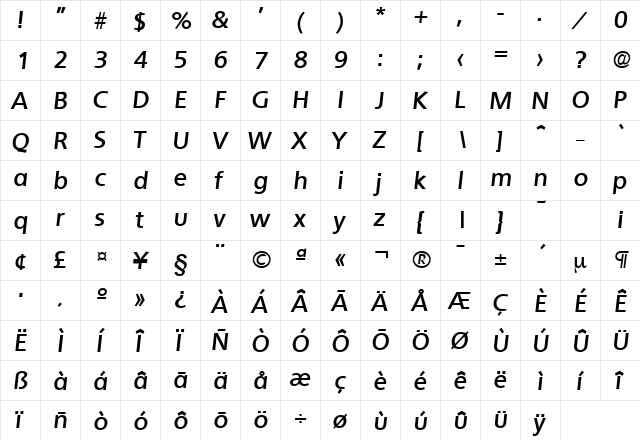 Quebec-Serial BoldItalic  glyph index