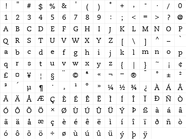 PMNCaecilia55Roman Roman  glyph index