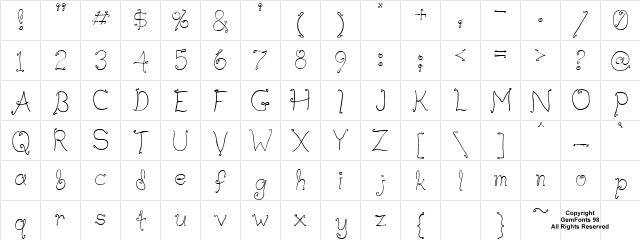 Waif Thin Regular  glyph index