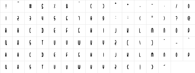 Alien Beasts Regular  glyph index