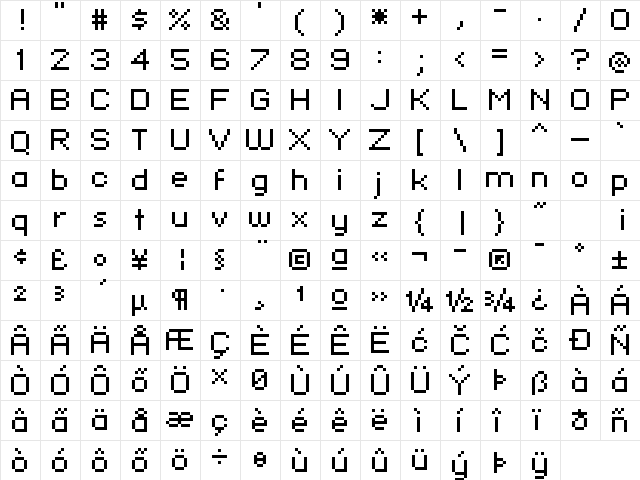 standard 07_53 Regular  glyph index
