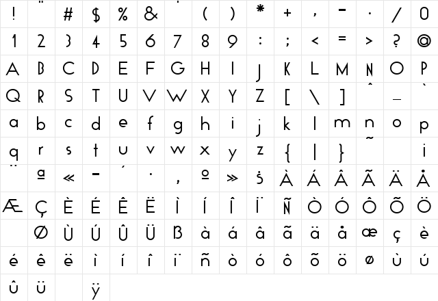 Glo Regular  glyph index