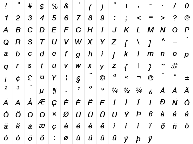 Context Reprise Medium SSi Medium Italic  glyph index