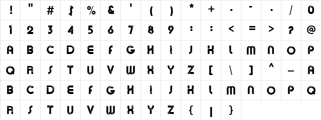 Bauman Regular  glyph index