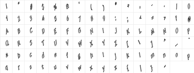 Tip Me Cheapy Regular  glyph index