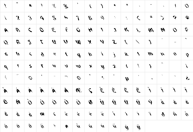 FZ WACKY 45 LEFTY Normal  glyph index
