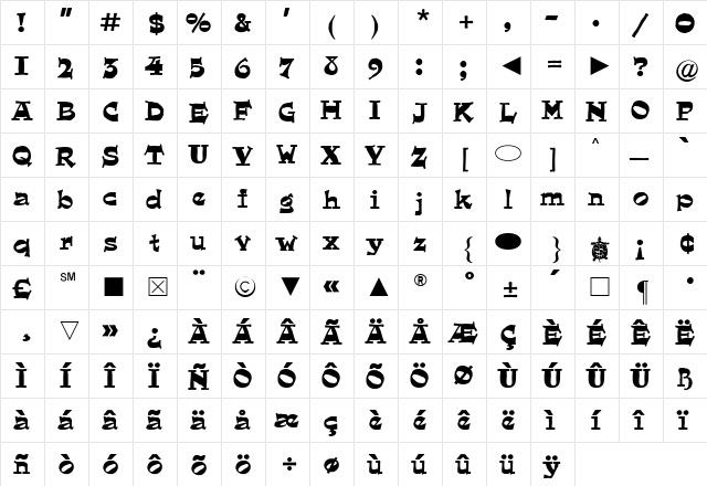 Cg Medium  glyph index