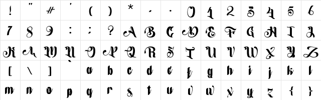 Hucky Regular  glyph index