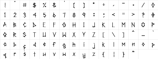 DJ Popstick Regular  glyph index