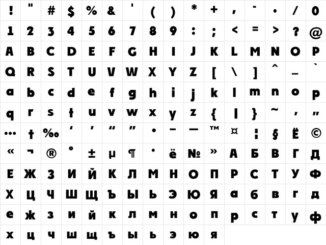 a_PlakatCmplRg ExtraBold  glyph index
