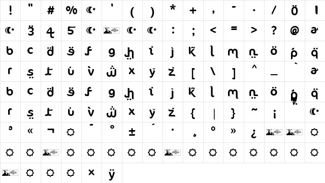 FTF Ahlan Ve Arabez FREE Regular  glyph index