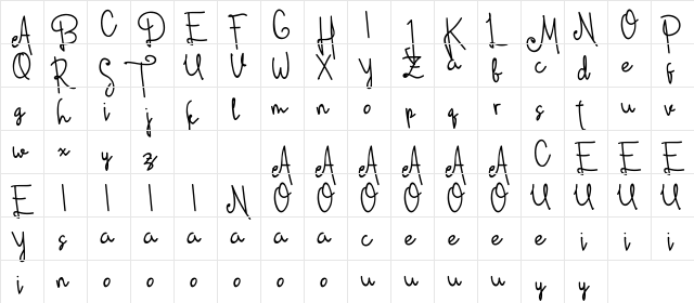 Dianamoon Script Regular  glyph index