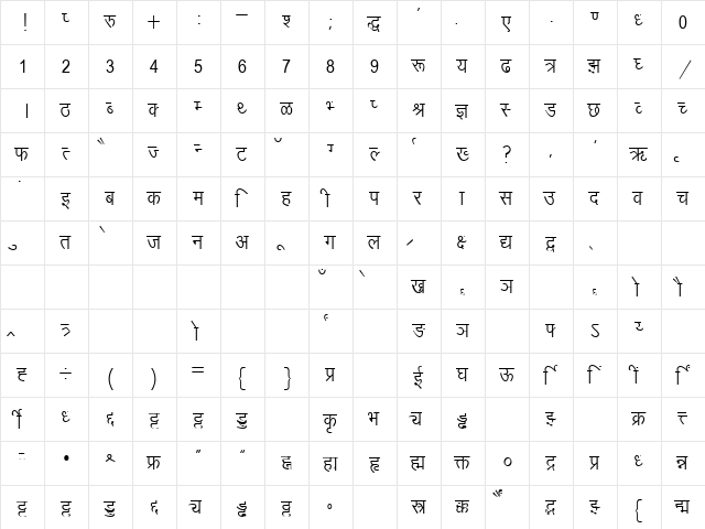 DevLys 010 Thin Normal  glyph index